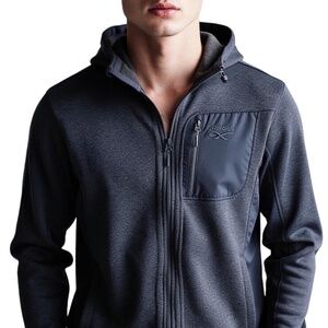 REEBOK Jacket Mens Size XL Blue Black Fleece Lined Full Zip Hoodie Hooded Coat